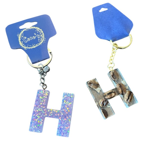 CeCe Glitter and Coffee Bean initial H Key Holders - Picture 1 of 3